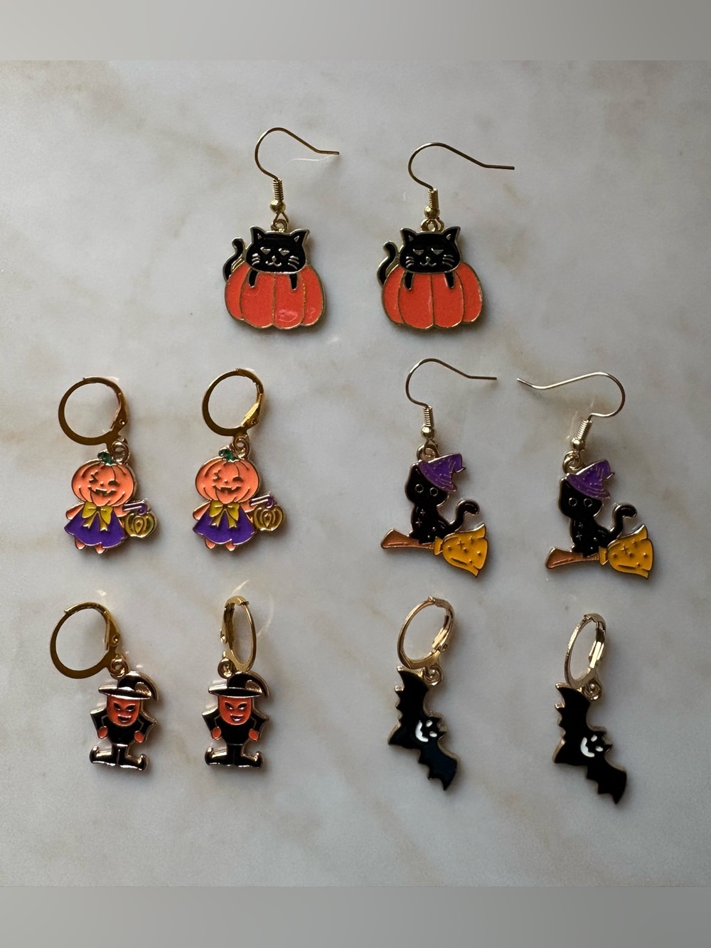 Halloween bundle Earrings Set - Orange, Black, Purple